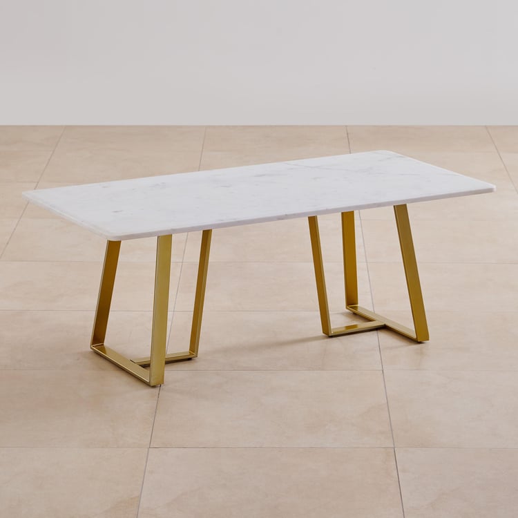 Aristo Marble Top Coffee Table - White and Gold