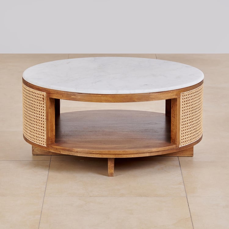 Cane Connection NXT Marble Top Coffee Table - Brown