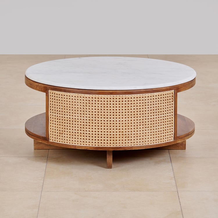 Cane Connection NXT Marble Top Coffee Table - Brown