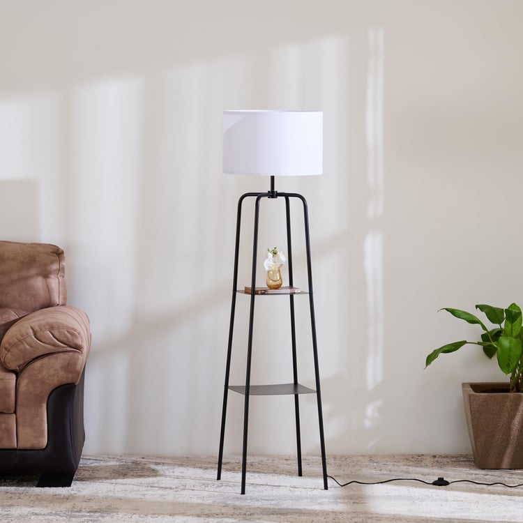 Fluorescence Glint Metal Floor Lamp with Shelves