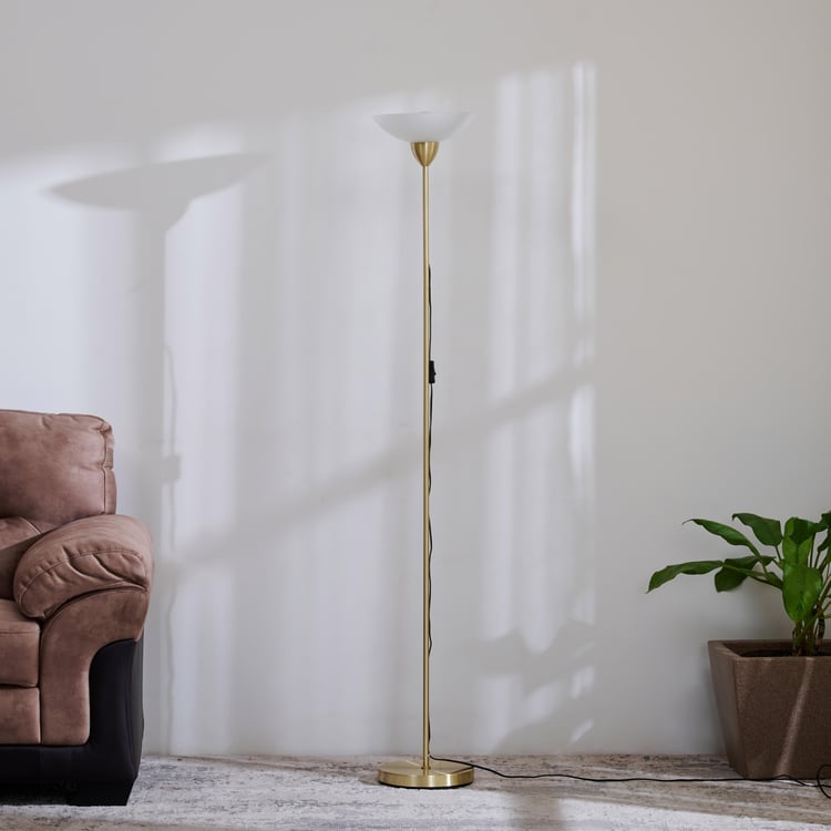 Fluorescence Glint Iron Floor Lamp with Glass Shade