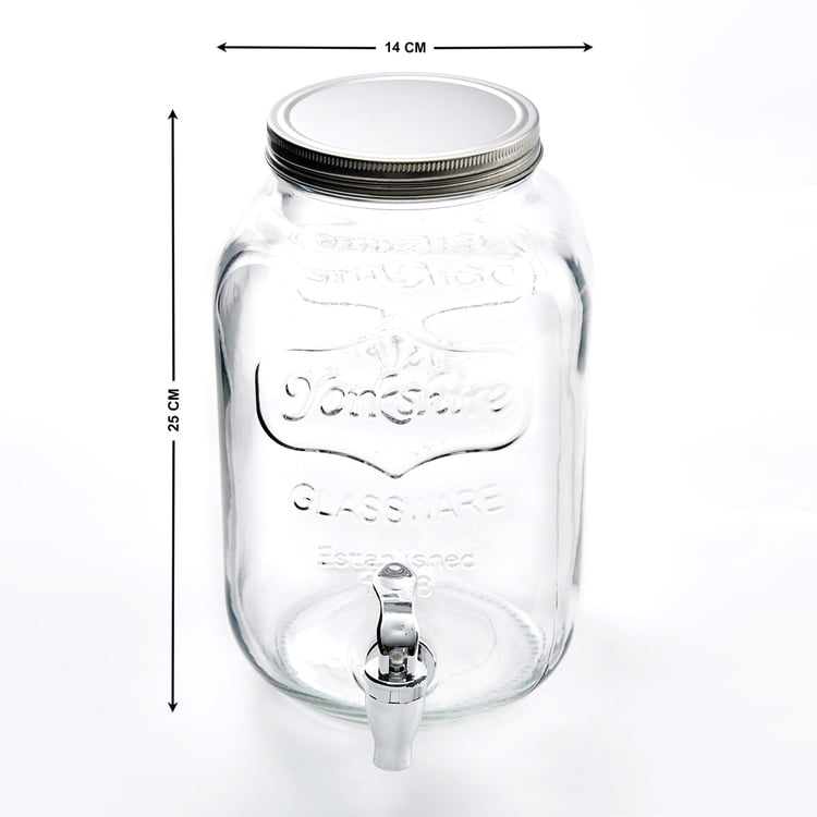 Infinity Cuba Glass Dispenser With Lid - 4L