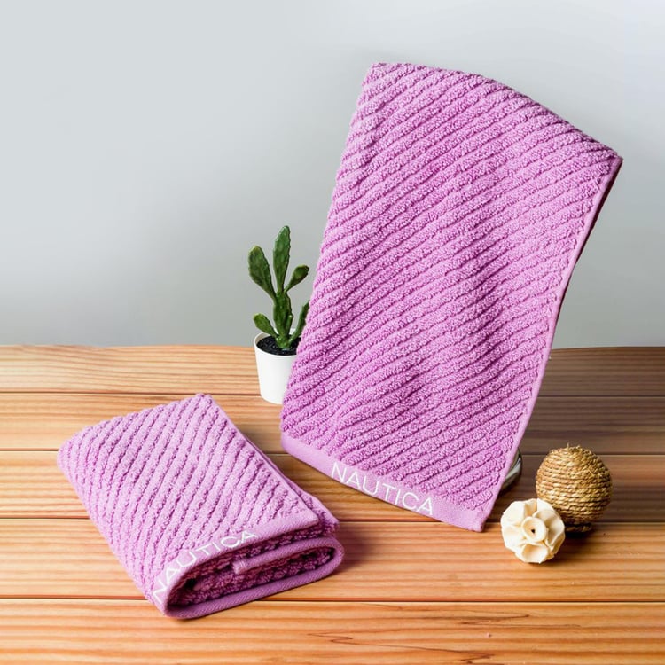 NAUTICA Cross View Set of 2 Cotton Striped Hand Towels - 60x40cm