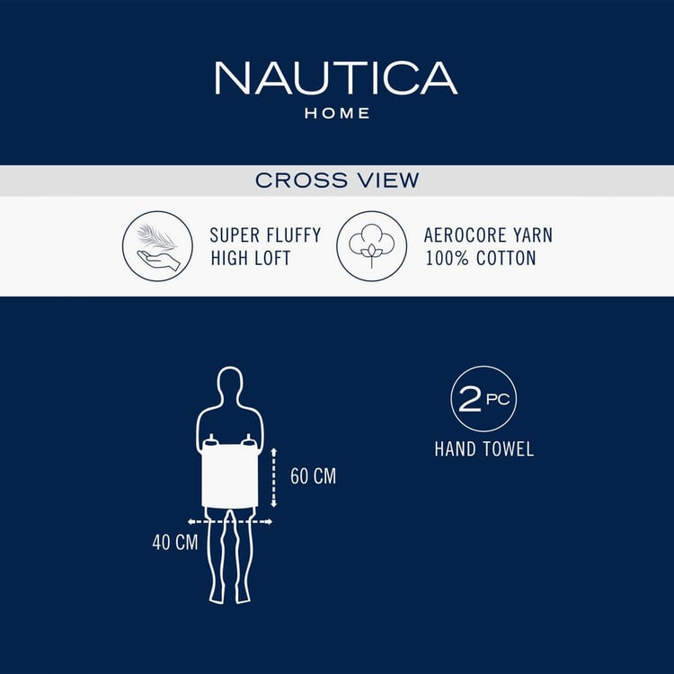 NAUTICA Cross View Set of 2 Cotton Striped Hand Towels - 60x40cm
