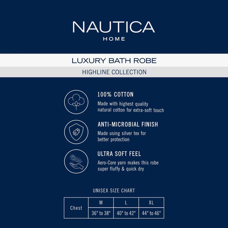 NAUTICA Highline Cotton Adult Bathrobe, M
