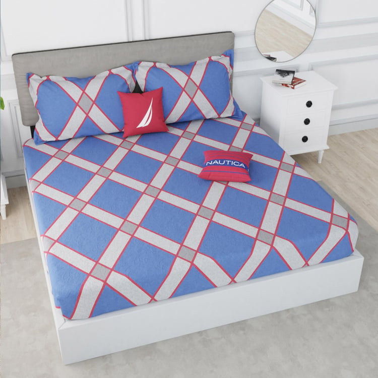 NAUTICA Hampton Cotton 210TC Printed 3Pcs King Bedsheet Set