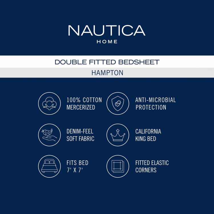 NAUTICA Hampton Cotton 210TC Printed 3Pcs King Bedsheet Set