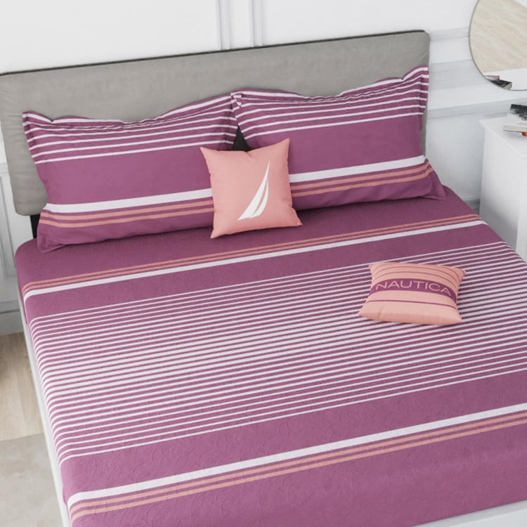 NAUTICA Hampton Cotton 210TC Striped 3Pcs King Bedsheet Set