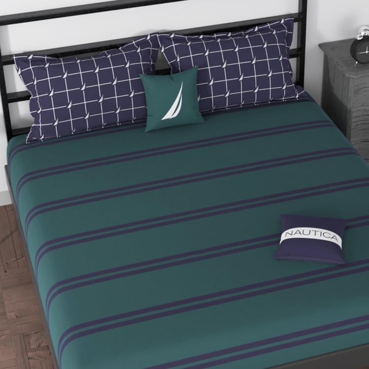 NAUTICA Pacific Coast Cotton 160TC Striped 3Pcs King Fitted Bedsheet Set