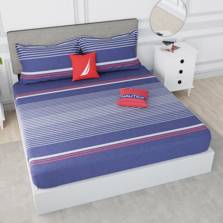 NAUTICA Hampton Cotton 210TC Striped 3Pcs King Bedsheet Set