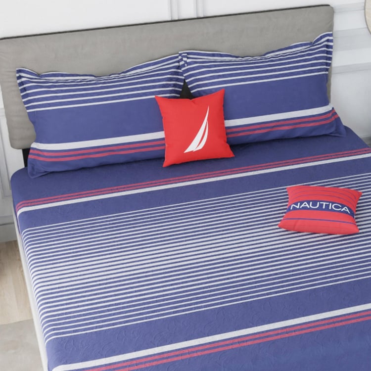 NAUTICA Hampton Cotton 210TC Striped 3Pcs King Bedsheet Set