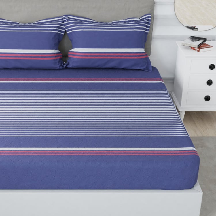 NAUTICA Hampton Cotton 210TC Striped 3Pcs King Bedsheet Set