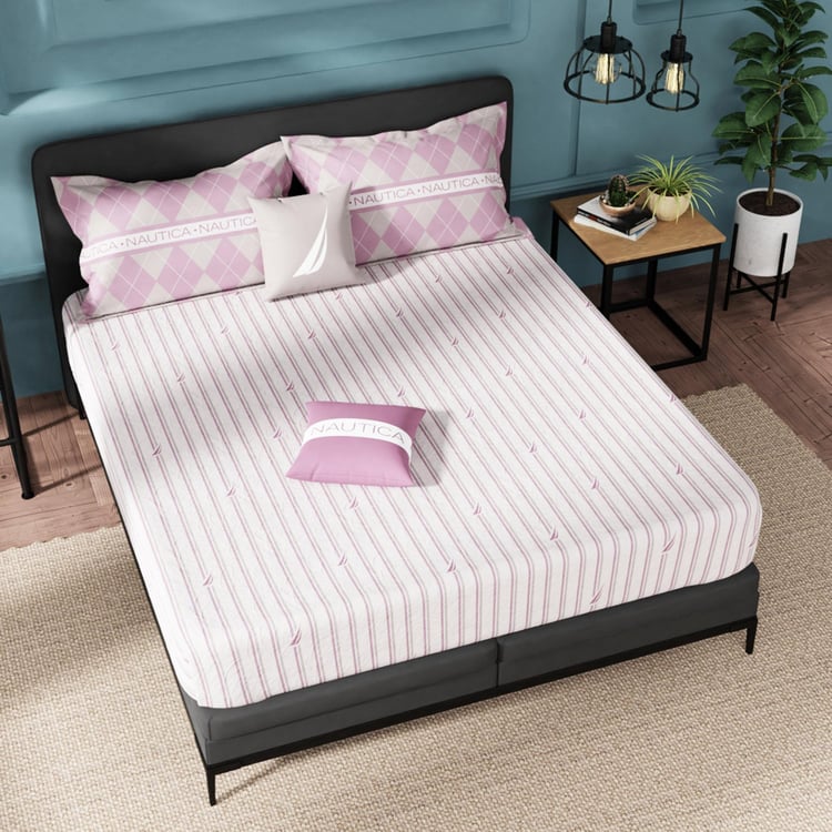 NAUTICA Fairwater Cotton 160TC Striped 3Pcs King Bedsheet Set