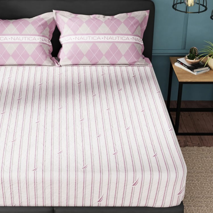 NAUTICA Fairwater Cotton 160TC Striped 3Pcs King Bedsheet Set