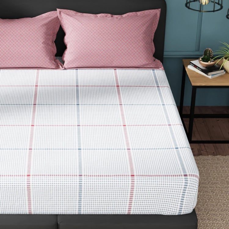 NAUTICA Fairwater Cotton 160TC Checked 3Pcs King Bedsheet Set