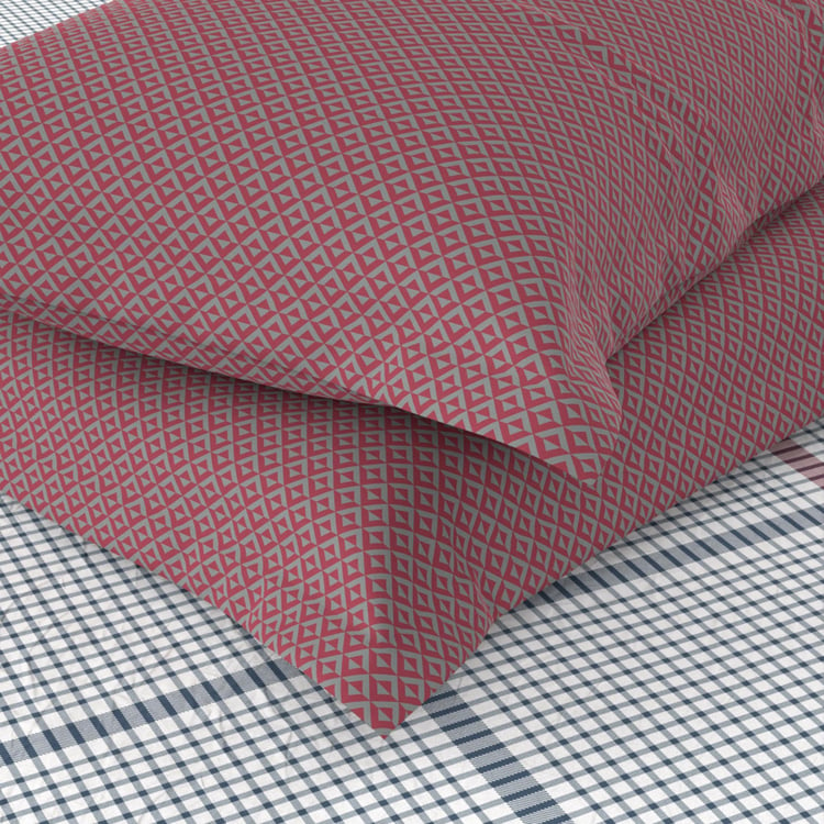 NAUTICA Fairwater Cotton 160TC Checked 3Pcs King Bedsheet Set