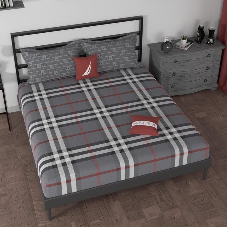 NAUTICA Pacific Coast Cotton 160TC Checked 3Pcs King Bedsheet Set