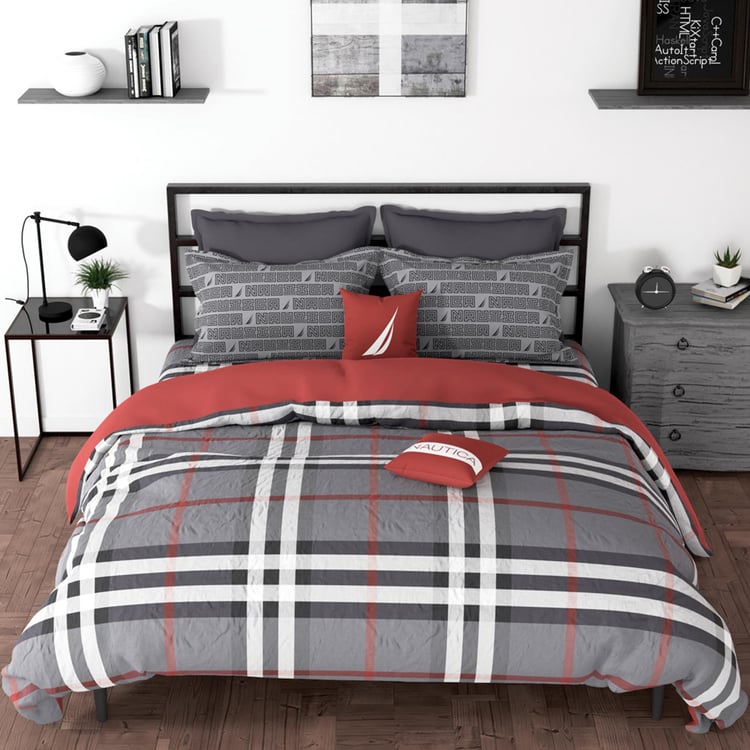 NAUTICA Pacific Coast Cotton 160TC Checked 3Pcs King Bedsheet Set