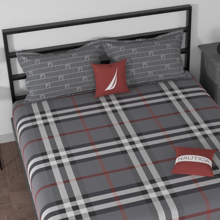 NAUTICA Pacific Coast Cotton 160TC Checked 3Pcs King Bedsheet Set