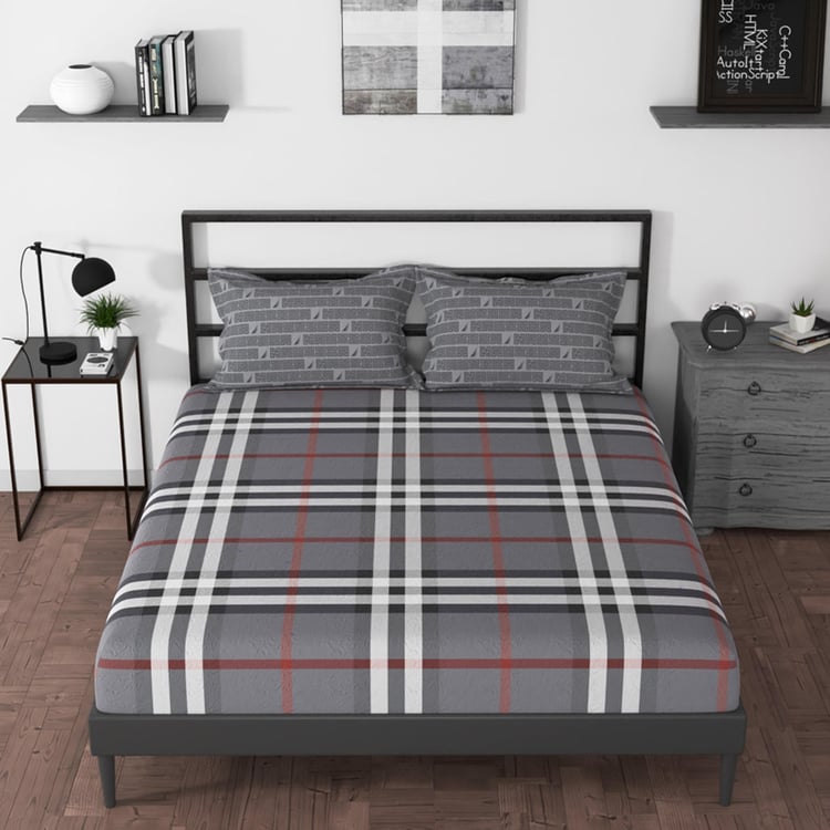 NAUTICA Pacific Coast Cotton 160TC Checked 3Pcs King Bedsheet Set