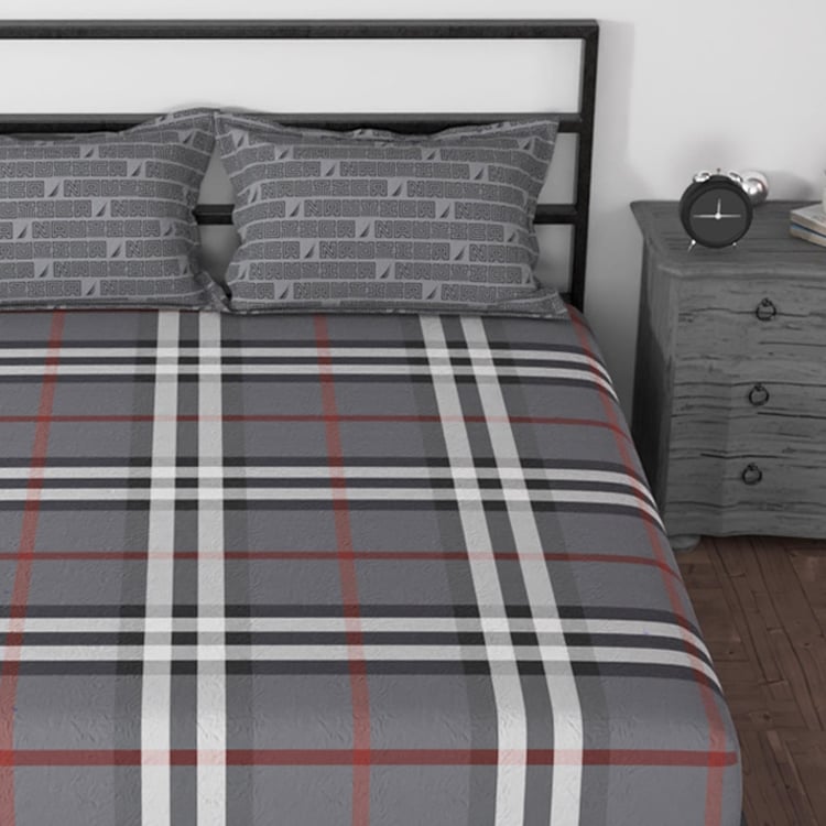 NAUTICA Pacific Coast Cotton 160TC Checked 3Pcs King Bedsheet Set