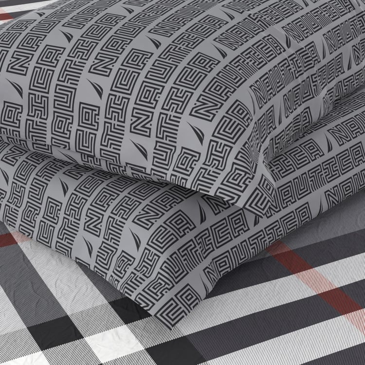 NAUTICA Pacific Coast Cotton 160TC Checked 3Pcs King Bedsheet Set