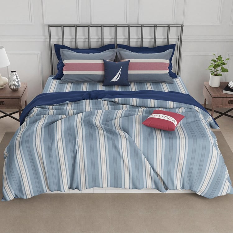 NAUTICA West Port Cotton 250TC Striped 3Pcs King Bedsheet Set