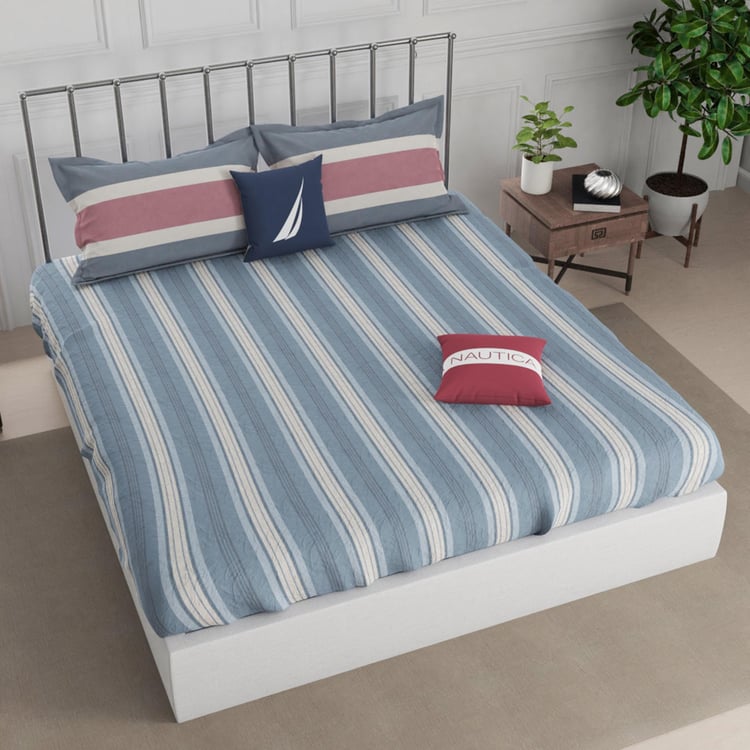 NAUTICA West Port Cotton 250TC Striped 3Pcs King Bedsheet Set