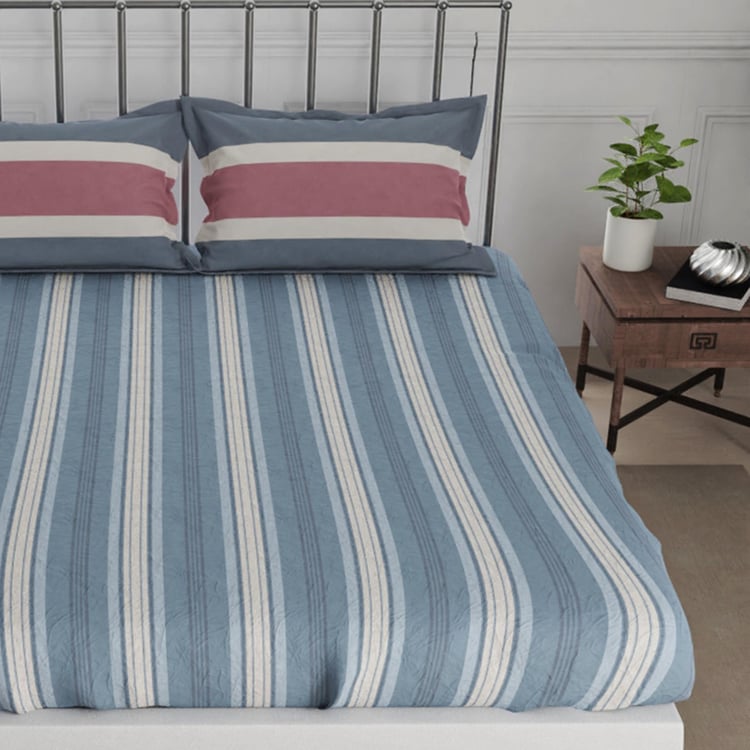 NAUTICA West Port Cotton 250TC Striped 3Pcs King Bedsheet Set