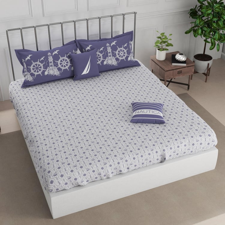 NAUTICA West Port Cotton 250TC Printed 3Pcs King Bedsheet Set