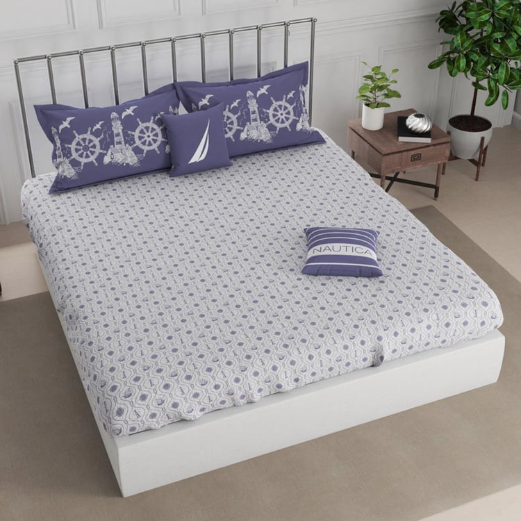 NAUTICA West Port Cotton 250TC Printed 3Pcs King Bedsheet Set