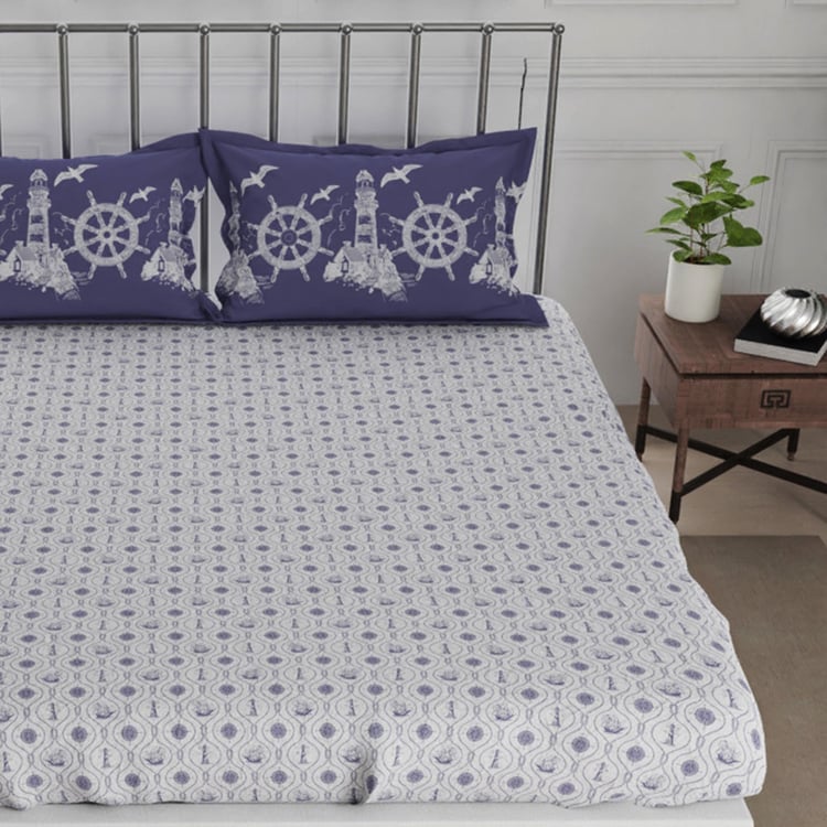 NAUTICA West Port Cotton 250TC Printed 3Pcs King Bedsheet Set