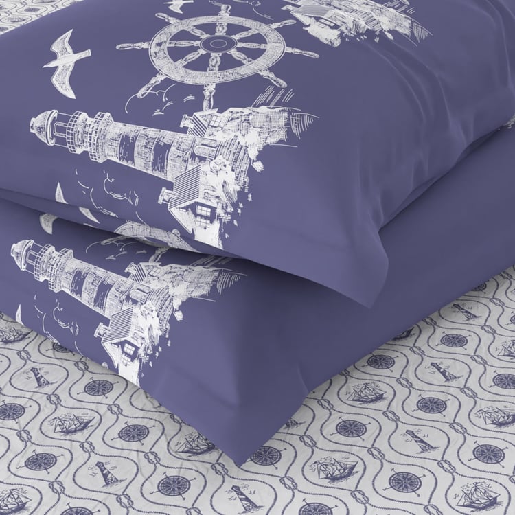 NAUTICA West Port Cotton 250TC Printed 3Pcs King Bedsheet Set