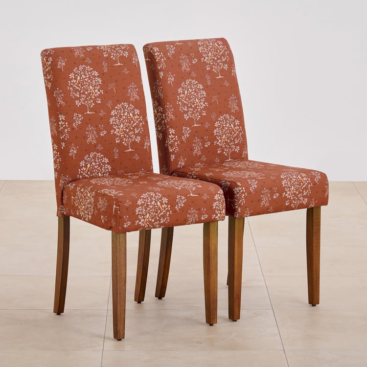 Nirvana Indus Set of 2 Fabric Dining Chairs - Rust and Brown