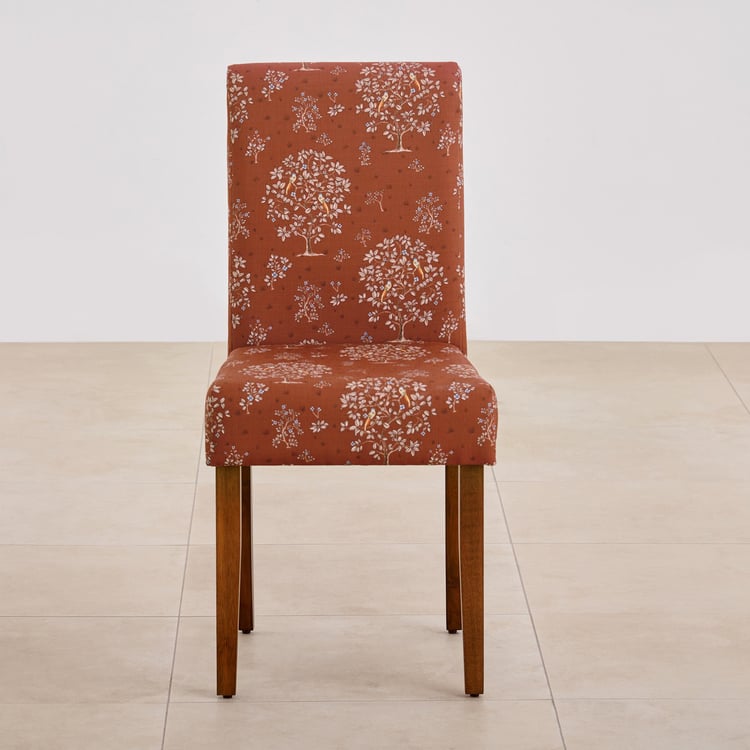 Nirvana Indus Set of 2 Fabric Dining Chairs - Rust and Brown