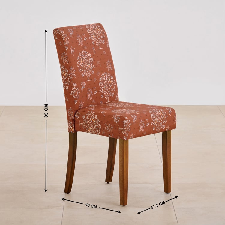 Nirvana Indus Set of 2 Fabric Dining Chairs - Rust and Brown