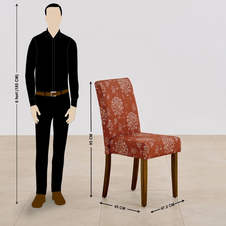 Nirvana Indus Set of 2 Fabric Dining Chairs - Rust and Brown