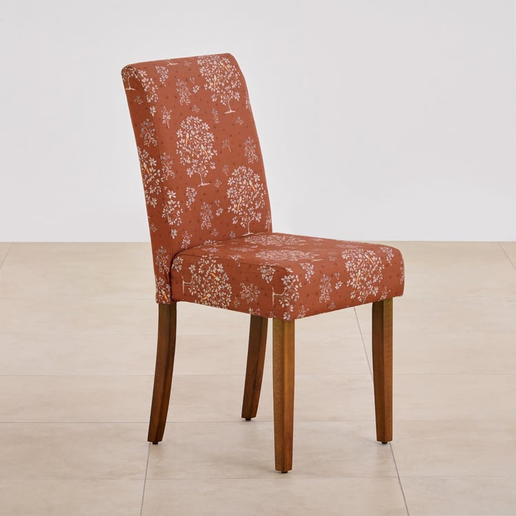 Nirvana Indus Set of 2 Fabric Dining Chairs - Rust and Brown