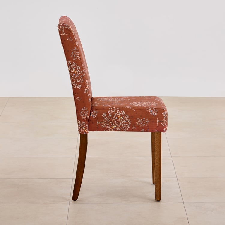 Nirvana Indus Set of 2 Fabric Dining Chairs - Rust and Brown