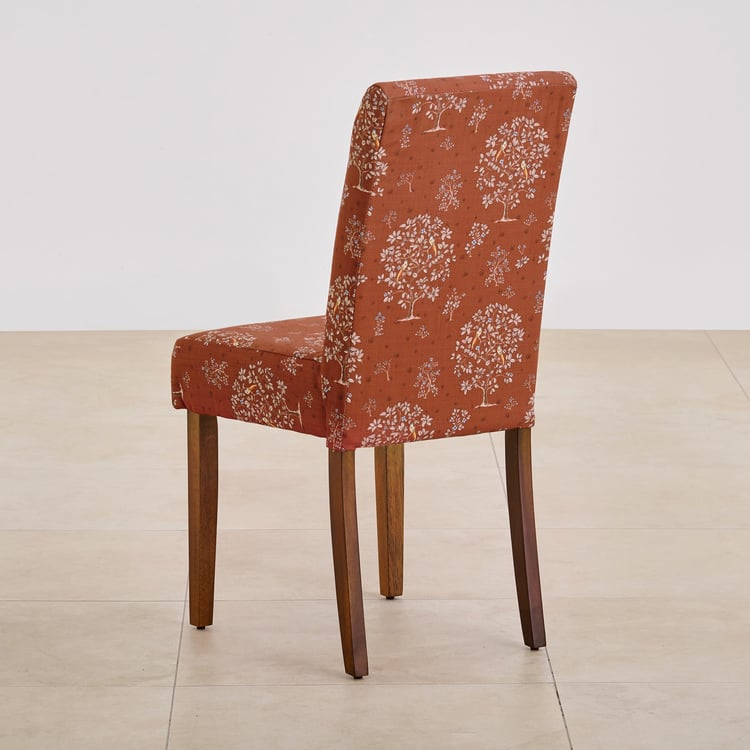 Nirvana Indus Set of 2 Fabric Dining Chairs - Rust and Brown