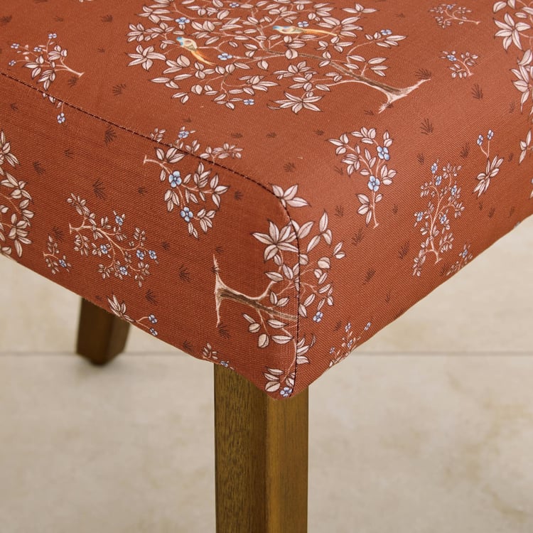 Nirvana Indus Set of 2 Fabric Dining Chairs - Rust and Brown