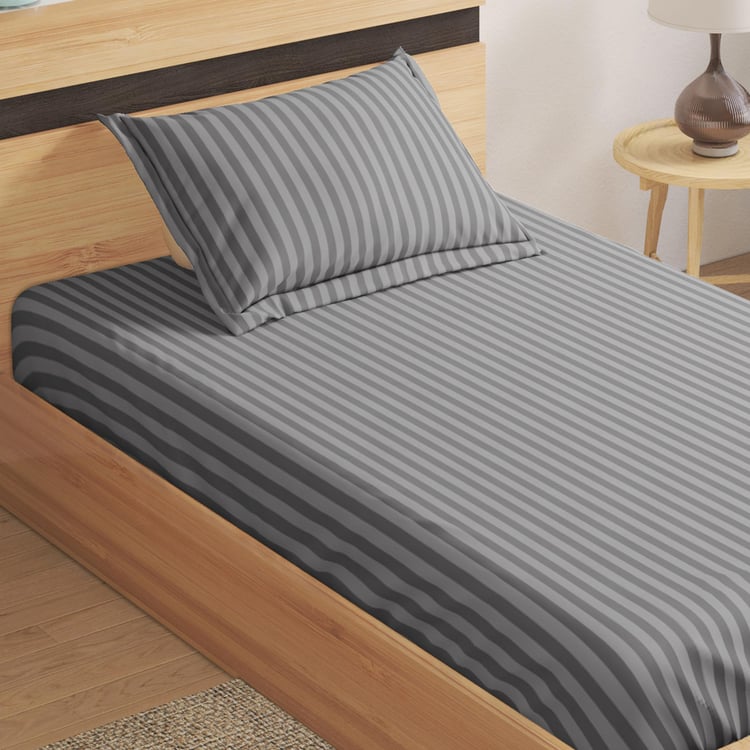 Pacific Juniper Microfibre Striped 2Pcs Single Bedsheet Set