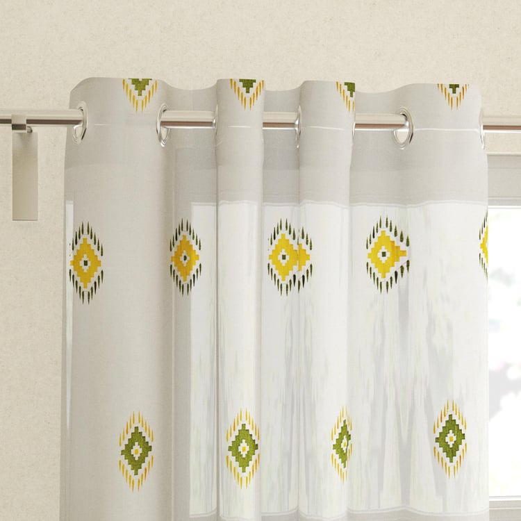 Chanderi Set of 2 Embroidered Sheer Window Curtains