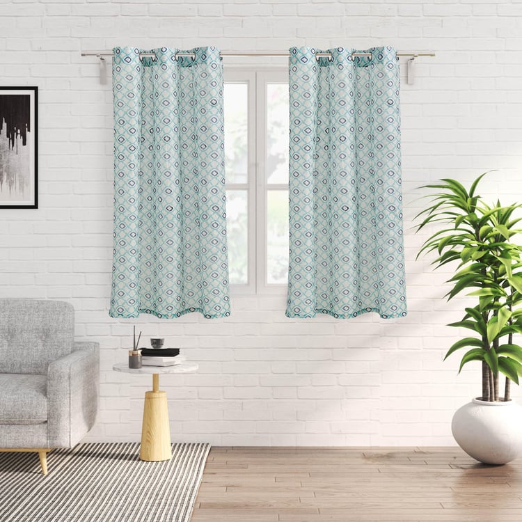 Chanderi Set of 2 Printed Sheer Window Curtains