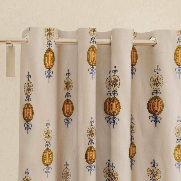 Chanderi Set of 2 Printed Sheer Window Curtains