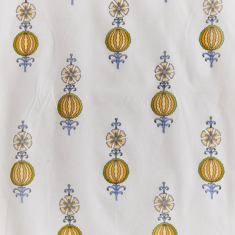 Chanderi Set of 2 Printed Sheer Window Curtains