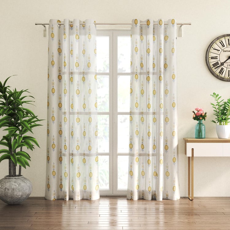 Chanderi Set of 2 Printed Sheer Door Curtains