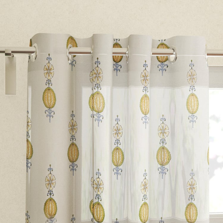 Chanderi Set of 2 Printed Sheer Door Curtains