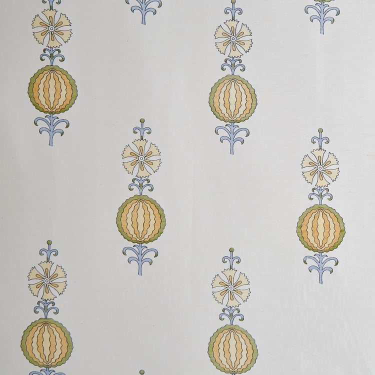 Chanderi Set of 2 Printed Sheer Door Curtains