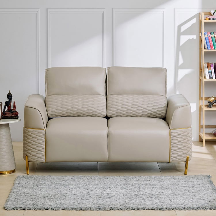 Vegas Faux Leather 2-Seater Sofa - Grey